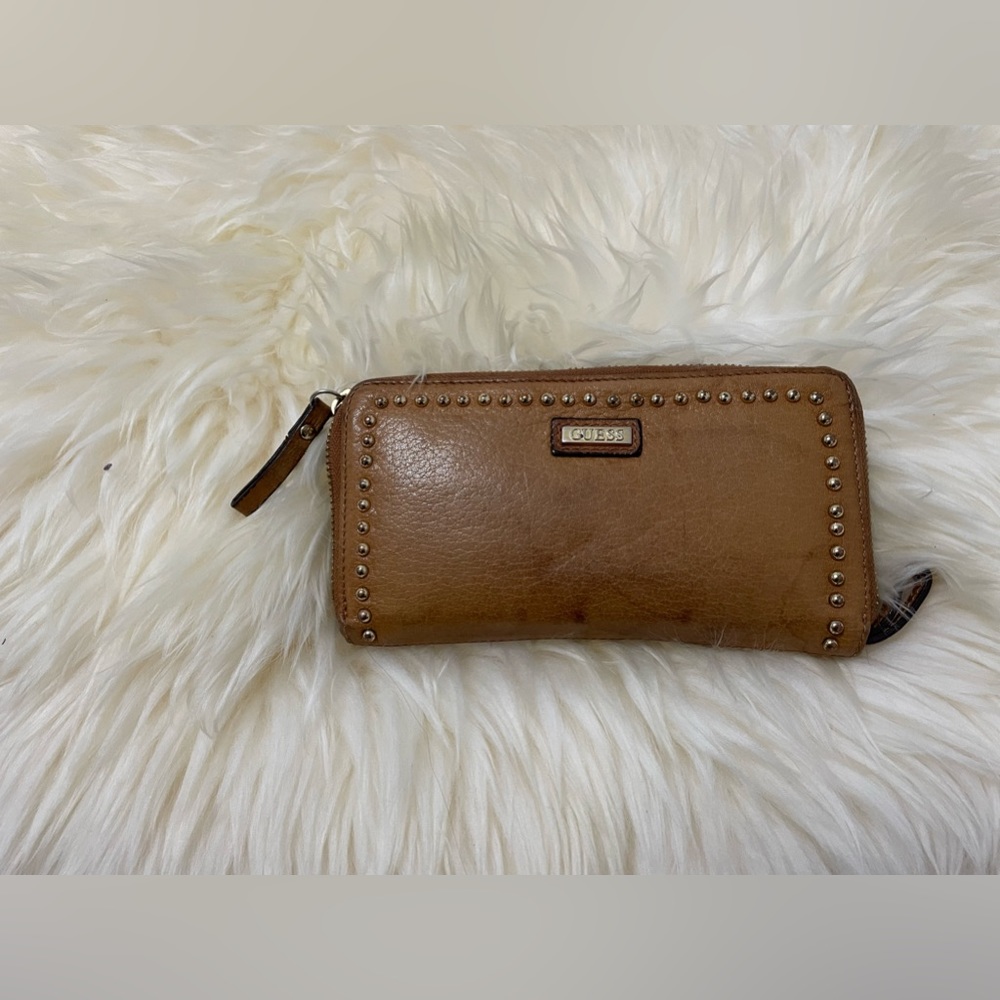 Guess Tan Leather Zip Wallet